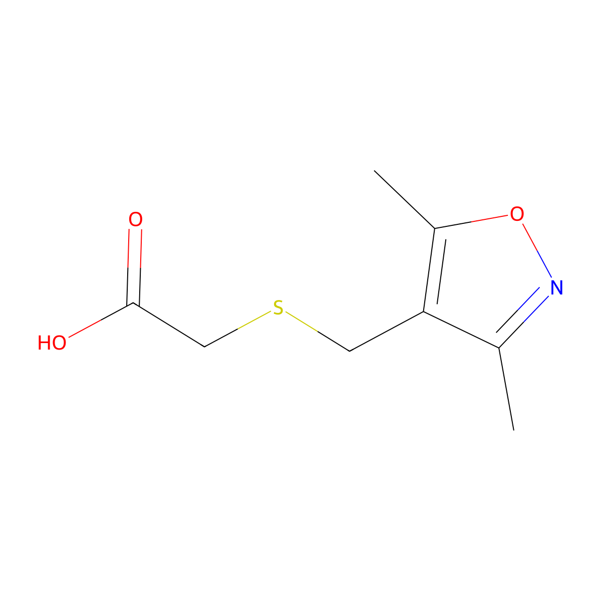 2-{[(Dimethyl-1,2-oxazol-4-yl)methyl]sulfanyl}acetic acid molecular structure, CAS 446830-00-8