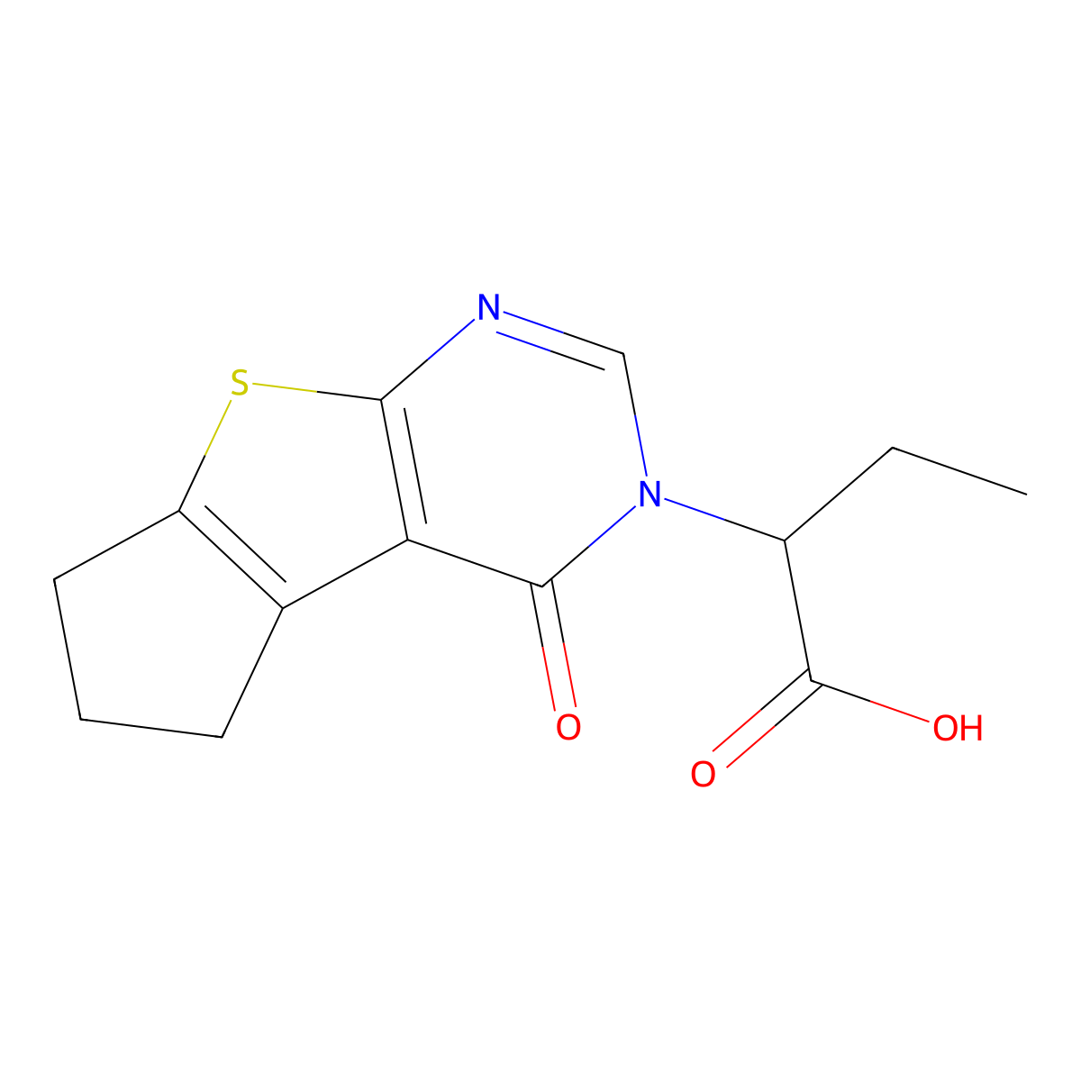 2-(4-oxo-6,7-dihydro-4H-cyclopenta[4,5]thieno[2,3-d]pyrimidin-3(5H)-yl)butanoic acid molecular structure, CAS 446830-17-7