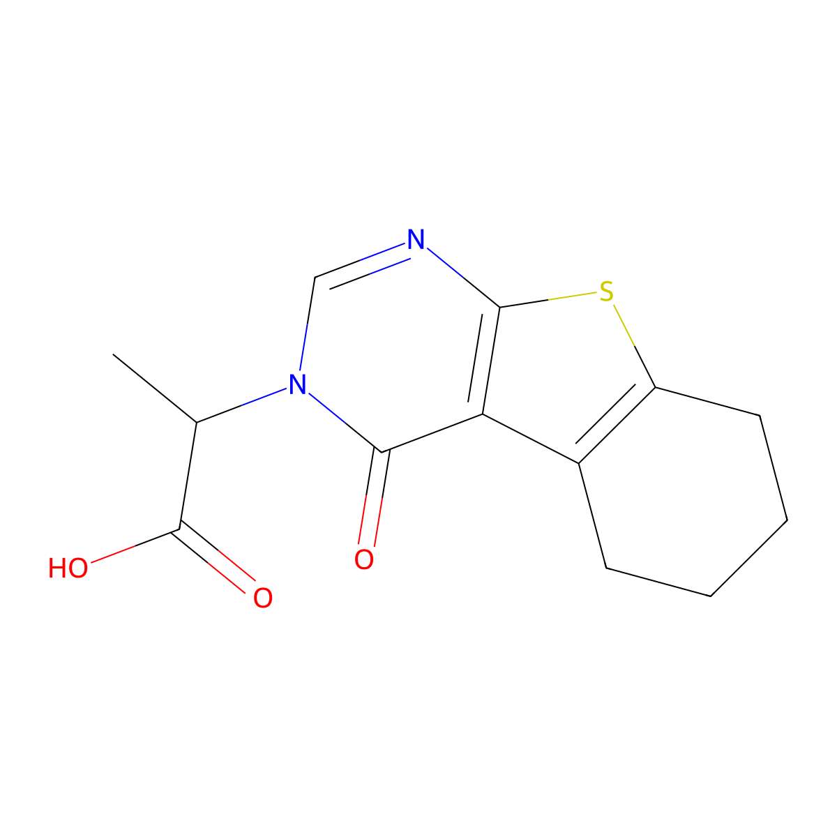 2-(4-oxo-5,6,7,8-tetrahydro[1]benzothieno[2,3-d]pyrimidin-3(4H)-yl)propanoic acid molecular structure, CAS 446830-21-3