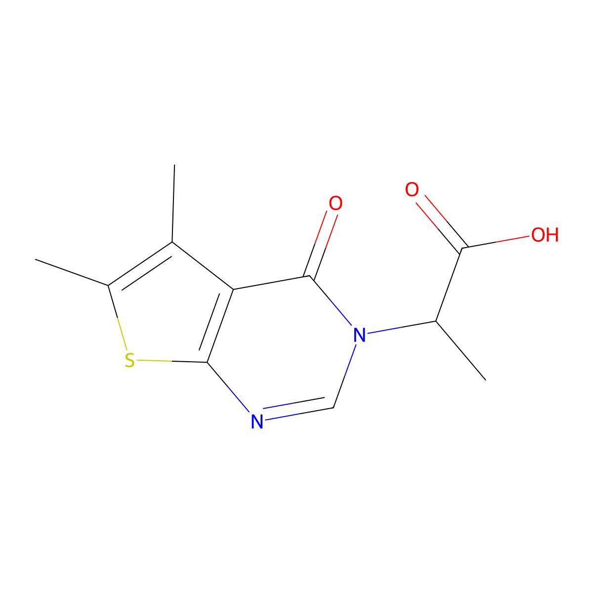 2-(5,6-Dimethyl-4-oxothieno[2,3-d]pyrimidin-3(4H)-yl)propanoic acid molecular structure, CAS 446830-23-5