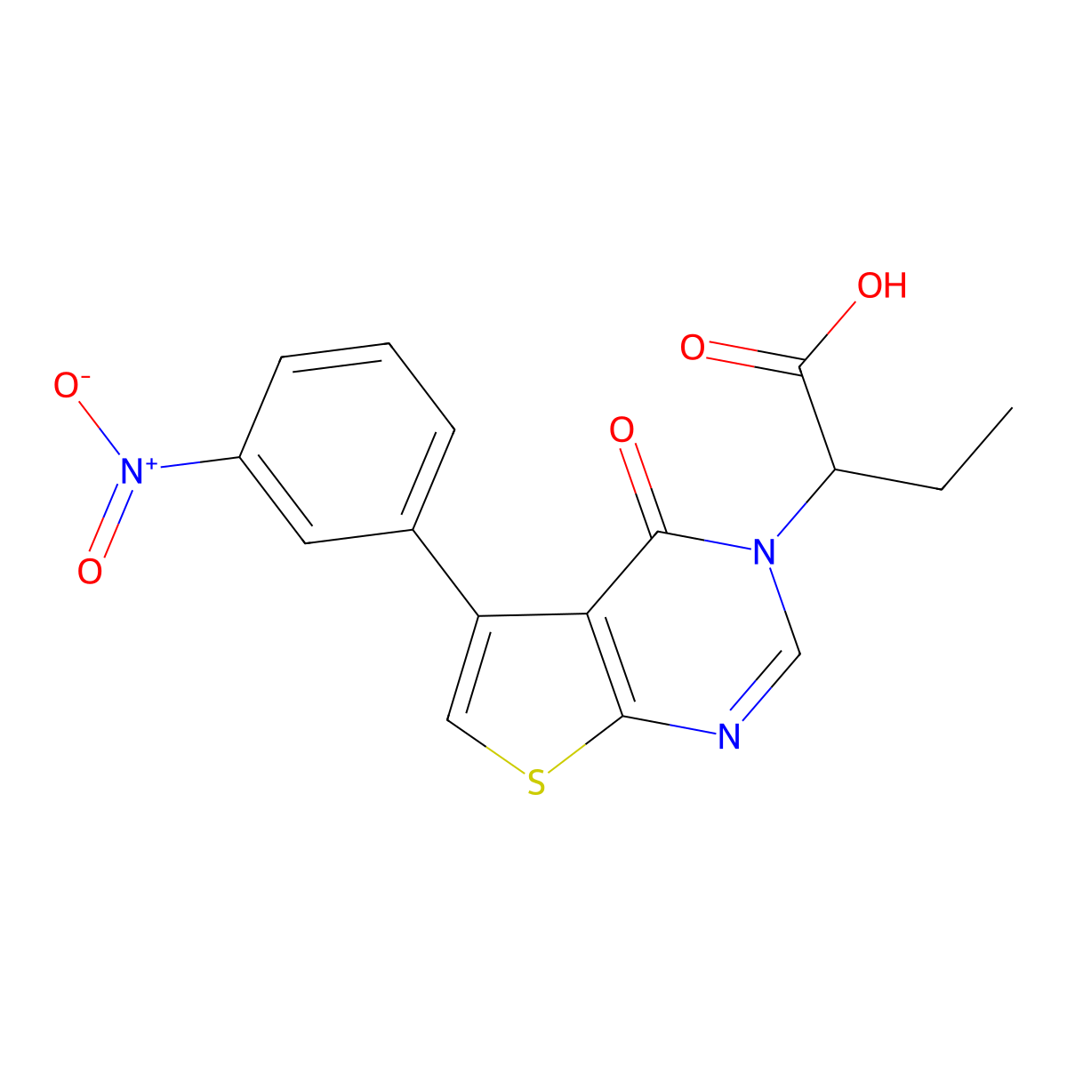2-(5-{3-nitrophenyl}-4-oxothieno[2,3-d]pyrimidin-3(4H)-yl)butanoic acid molecular structure, CAS 446830-35-9
