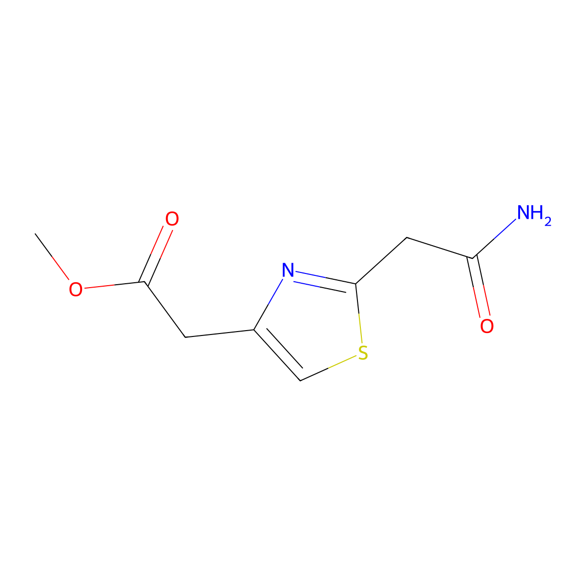 Methyl 2-(2-(2-amino-2-oxoethyl)thiazol-4-yl)acetate molecular structure, CAS 446830-60-0