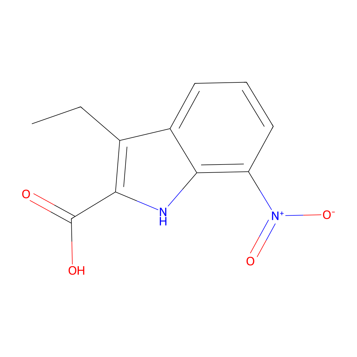 3-ethyl-7-nitro-1H-indole-2-carboxylic acid molecular structure, CAS 446830-64-4