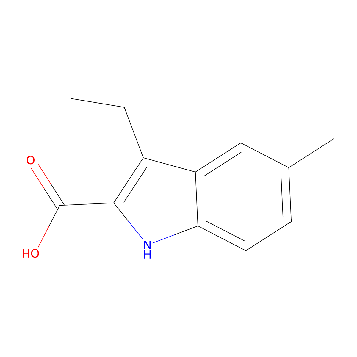 3-Ethyl-5-methyl-1H-indole-2-carboxylic acid molecular structure, CAS 446830-65-5