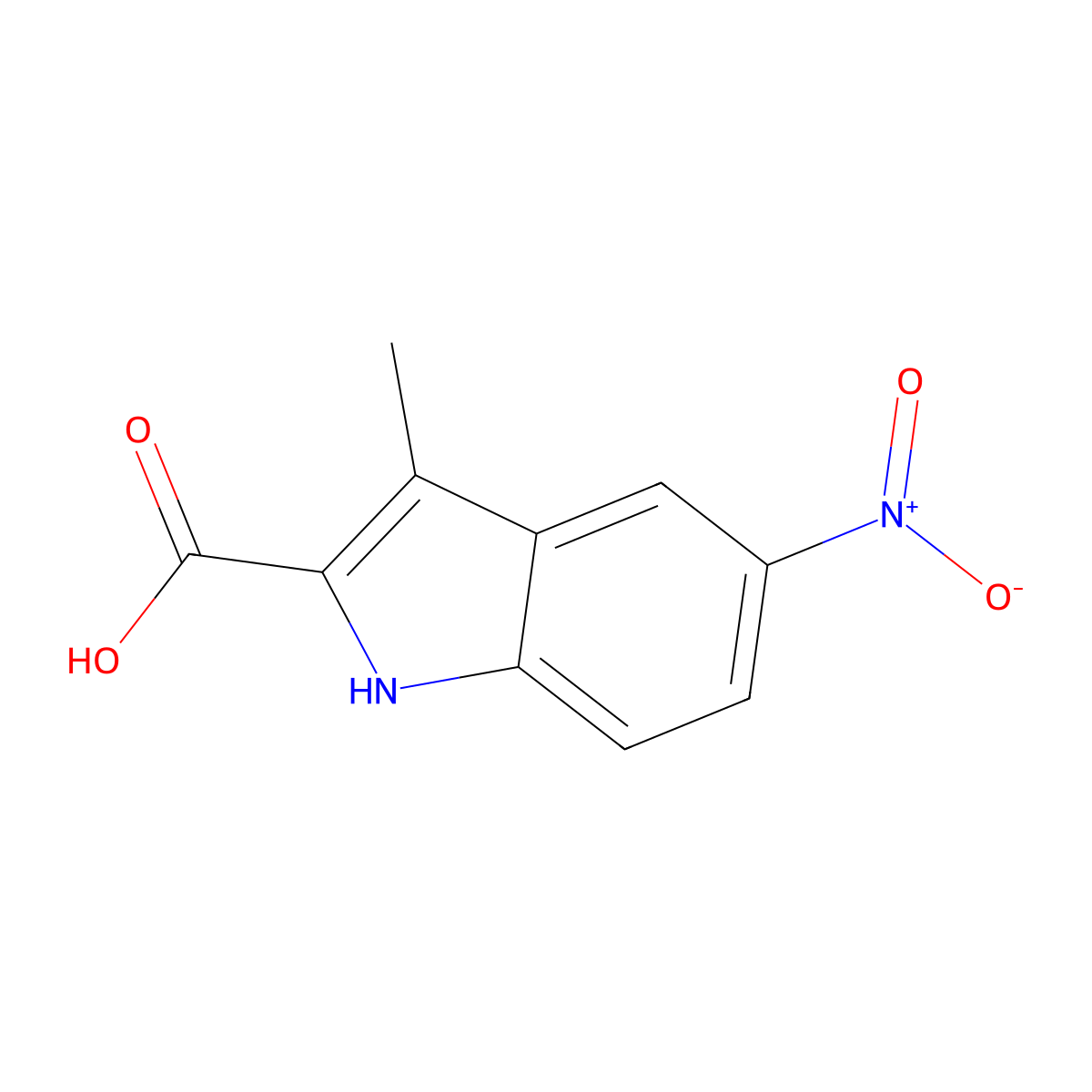 3-methyl-5-nitro-1H-indole-2-carboxylic acid molecular structure, CAS 446830-73-5