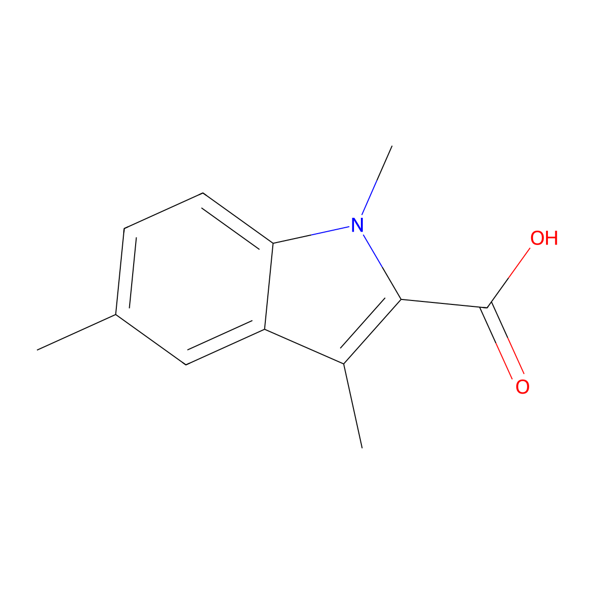 1,3,5-Trimethyl-1H-indole-2-carboxylic acid molecular structure, CAS 446830-79-1