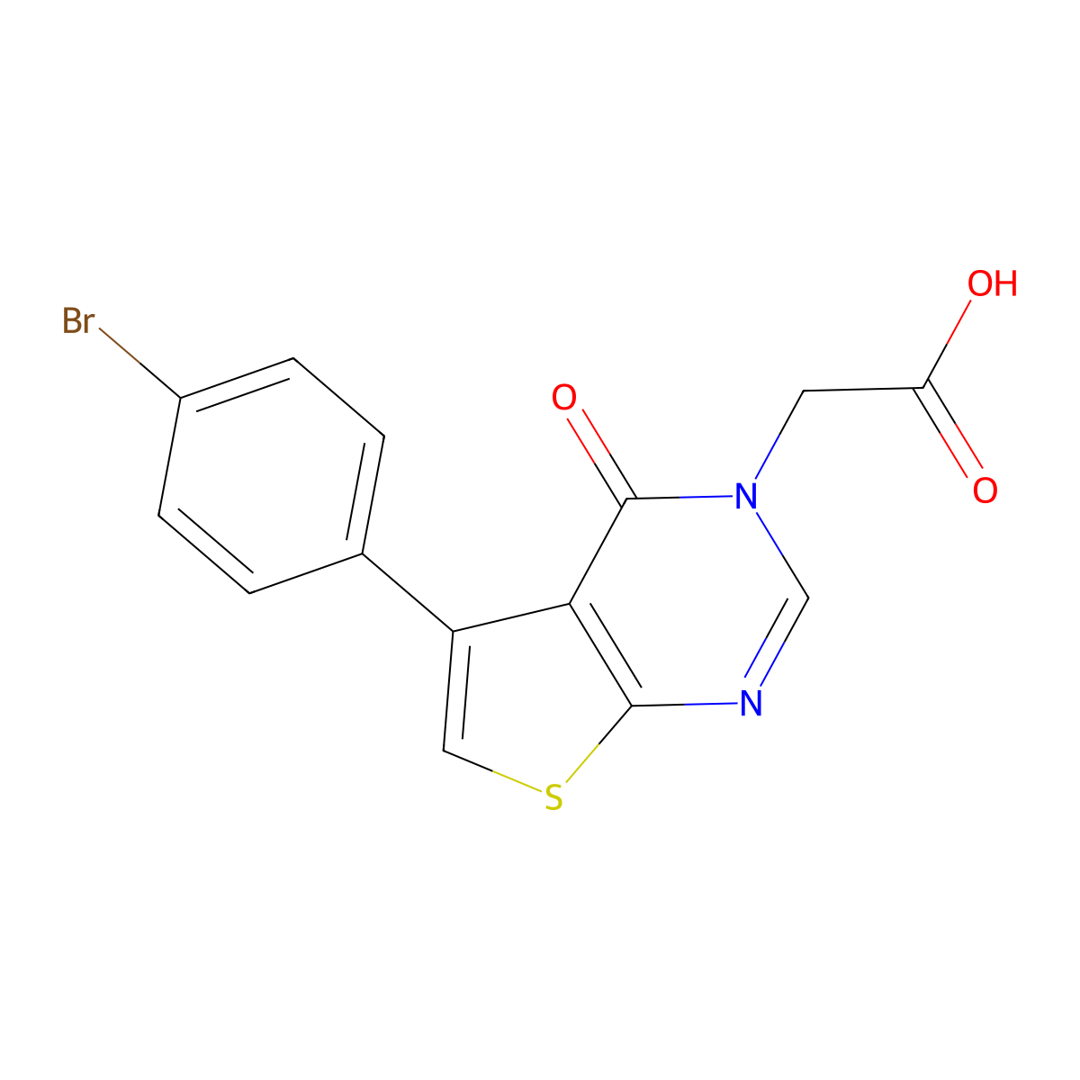 2-(5-(4-Bromophenyl)-4-oxothieno[2,3-d]pyrimidin-3(4H)-yl)acetic acid molecular structure, CAS 446830-87-1