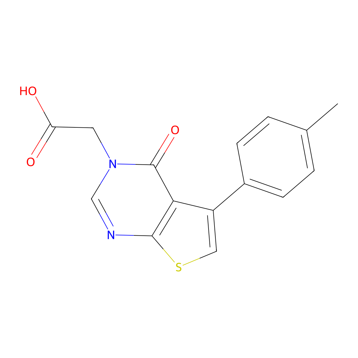 2-[4-Oxo-5-(p-tolyl)thieno[2,3-d]pyrimidin-3-yl]acetic acid molecular structure, CAS 446830-91-7
