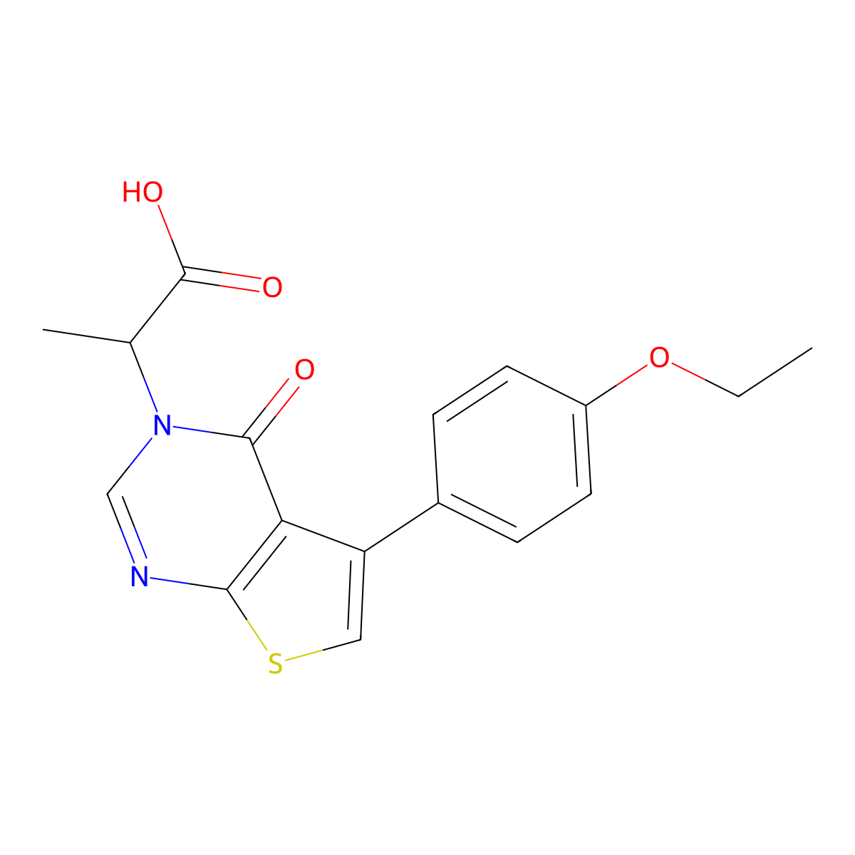 2-[5-(4-ethoxyphenyl)-4-oxo-3H,4H-thieno[2,3-d]pyrimidin-3-yl]propanoic acid molecular structure, CAS 446830-95-1