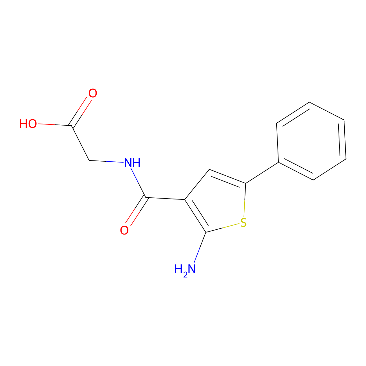 2-[(2-Amino-5-phenyl-3-thienyl)carbonylamino]acetic acid molecular structure, CAS 446831-10-3