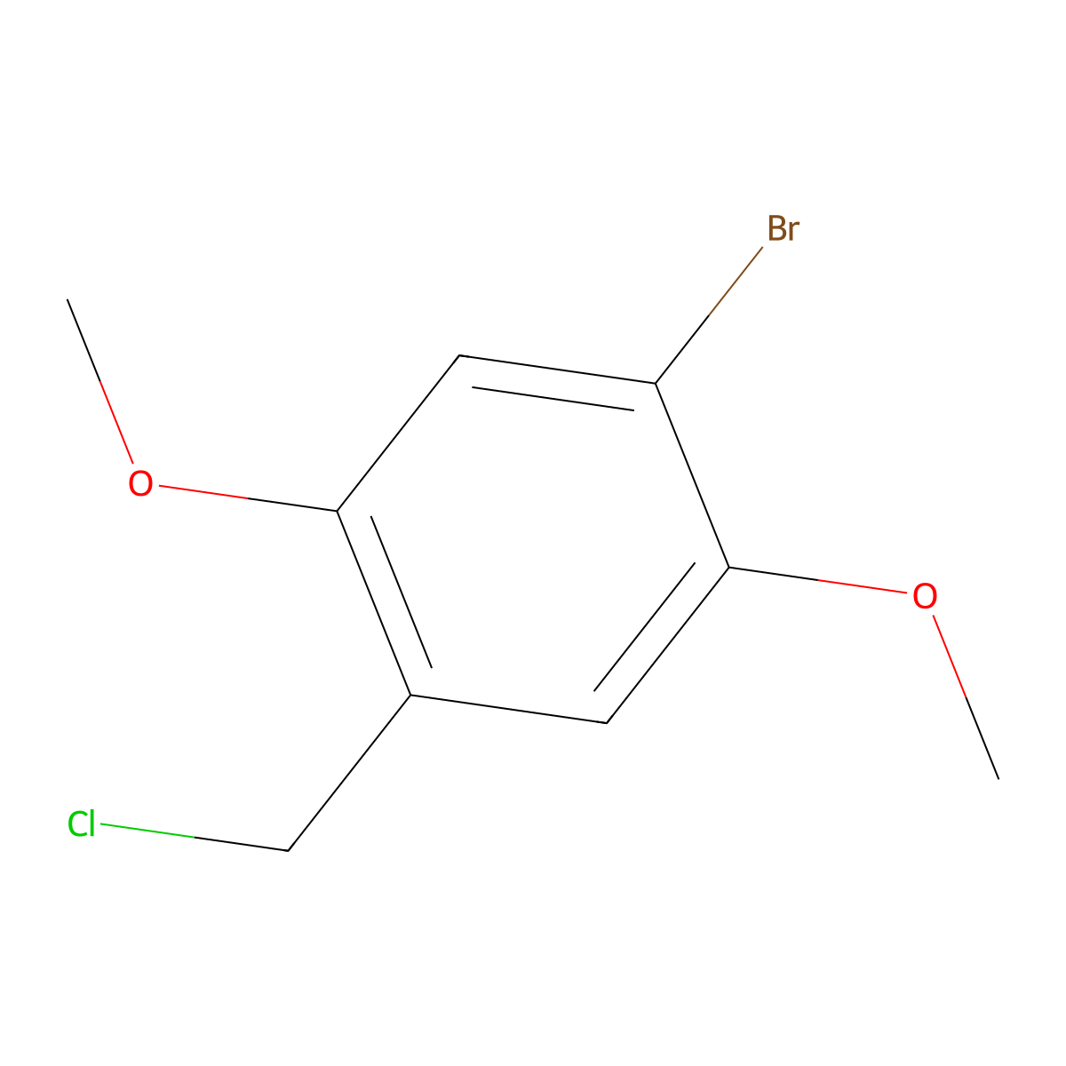 1-Bromo-4-(chloromethyl)-2,5-dimethoxybenzene molecular structure, CAS 446831-24-9