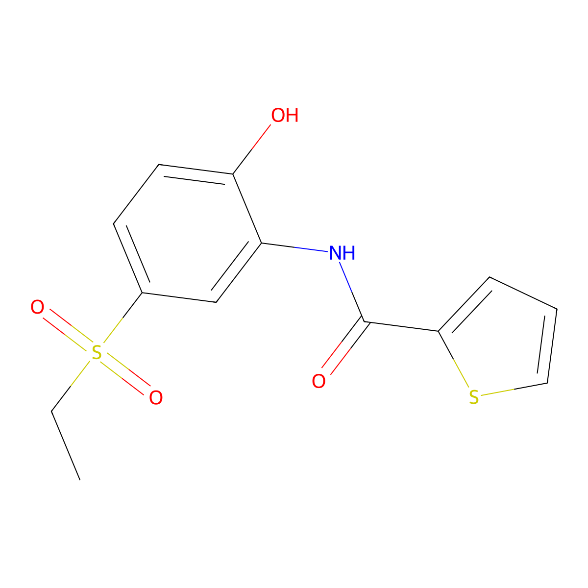 Thiophene-2-carboxylic acid (5-ethanesulfonyl-2-hydroxy-phenyl)-amide molecular structure, CAS 446831-87-4