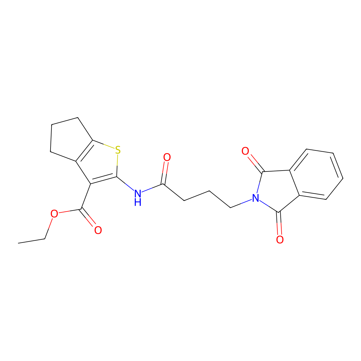 ethyl 2-{[4-(1,3-dioxo-1,3-dihydro-2H-isoindol-2-yl)butanoyl]amino}-5,6-dihydro-4H-cyclopenta[b]thiophene-3-carboxylate molecular structure, CAS 446833-51-8
