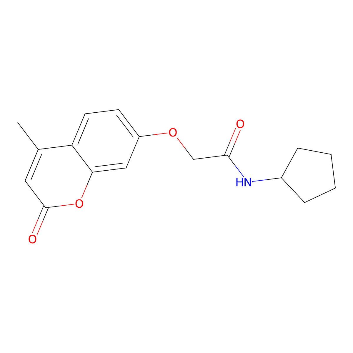 N-cyclopentyl-2-(4-methyl-2-oxochromen-7-yl)oxyacetamide molecular structure, CAS 446834-78-2