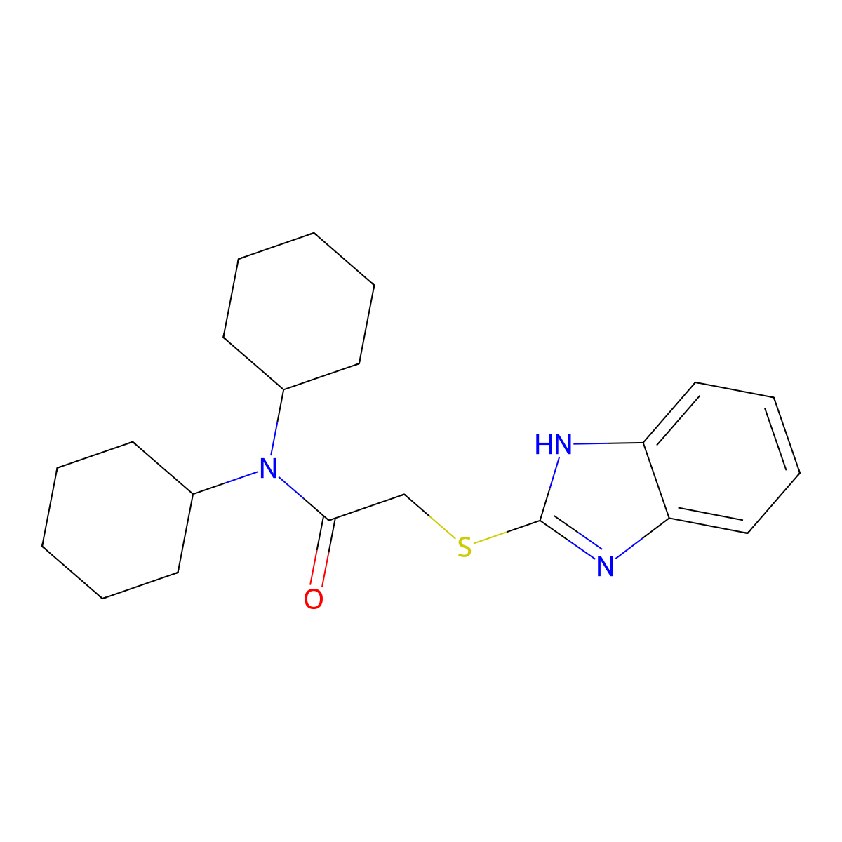 2-(1H-benzimidazol-2-ylsulfanyl)-N,N-dicyclohexylacetamide molecular structure, CAS 446835-37-6