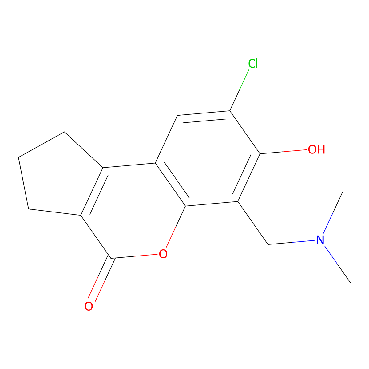 8-chloro-6-[(dimethylamino)methyl]-7-hydroxy-2,3-dihydrocyclopenta[c]chromen-4(1H)-one molecular structure, CAS 446838-07-9