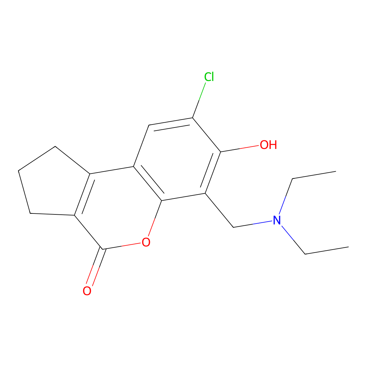 8-chloro-6-[(diethylamino)methyl]-7-hydroxy-2,3-dihydrocyclopenta[c]chromen-4(1H)-one molecular structure, CAS 446838-08-0