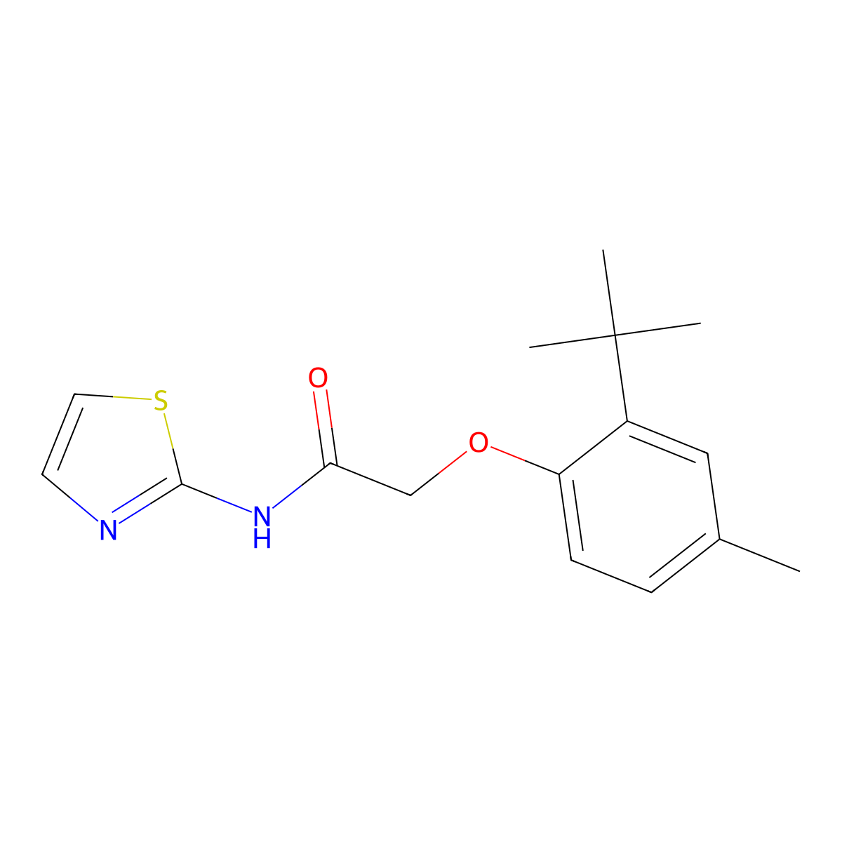 2-(2-tert-butyl-4-methylphenoxy)-N-(1,3-thiazol-2-yl)acetamide molecular structure, CAS 446842-50-8