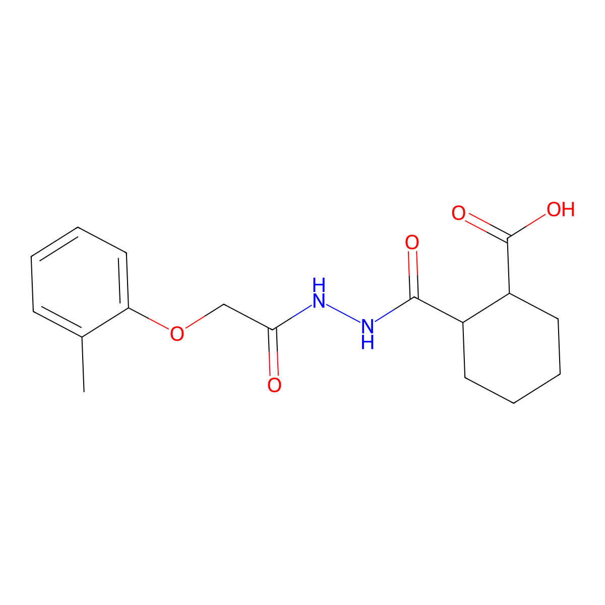2-({2-[(2-Methylphenoxy)acetyl]hydrazino}carbonyl)cyclohexanecarboxylic acid molecular structure, CAS 446844-37-7