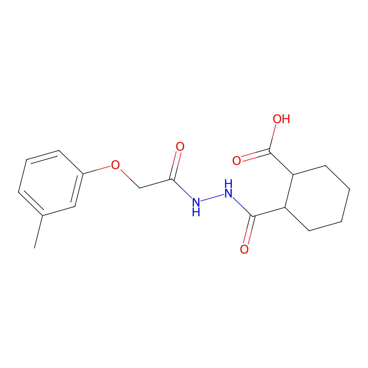 2-({2-[(3-Methylphenoxy)acetyl]hydrazino}carbonyl)cyclohexanecarboxylic acid molecular structure, CAS 446844-43-5