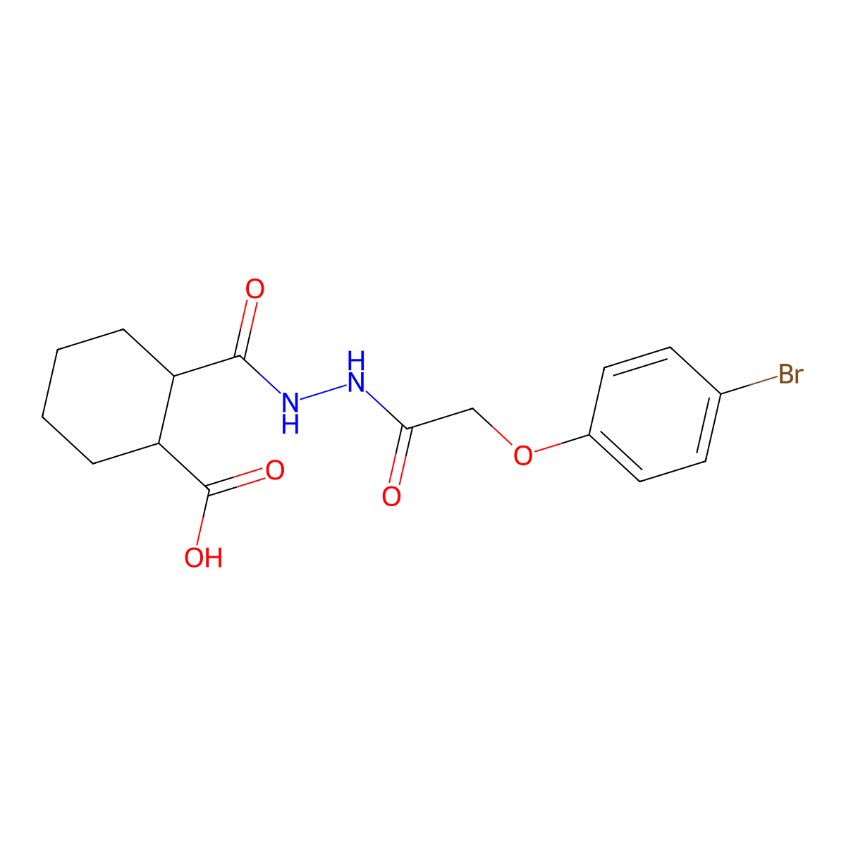 2-[[[2-(4-Bromophenoxy)acetyl]amino]carbamoyl]cyclohexane-1-carboxylic acid molecular structure, CAS 446844-46-8