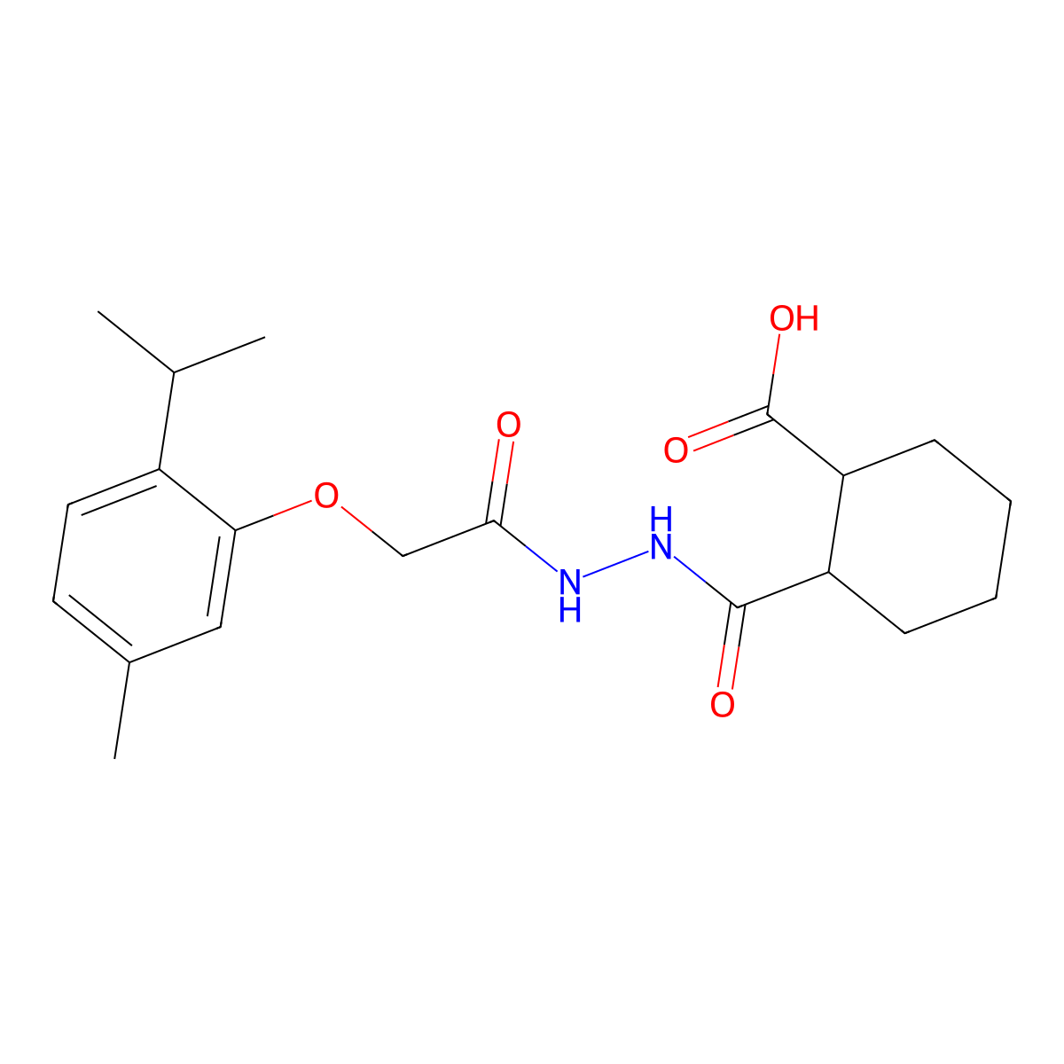2-({2-[(2-Isopropyl-5-methylphenoxy)acetyl]hydrazino}carbonyl)cyclohexanecarboxylic acid molecular structure, CAS 446844-47-9