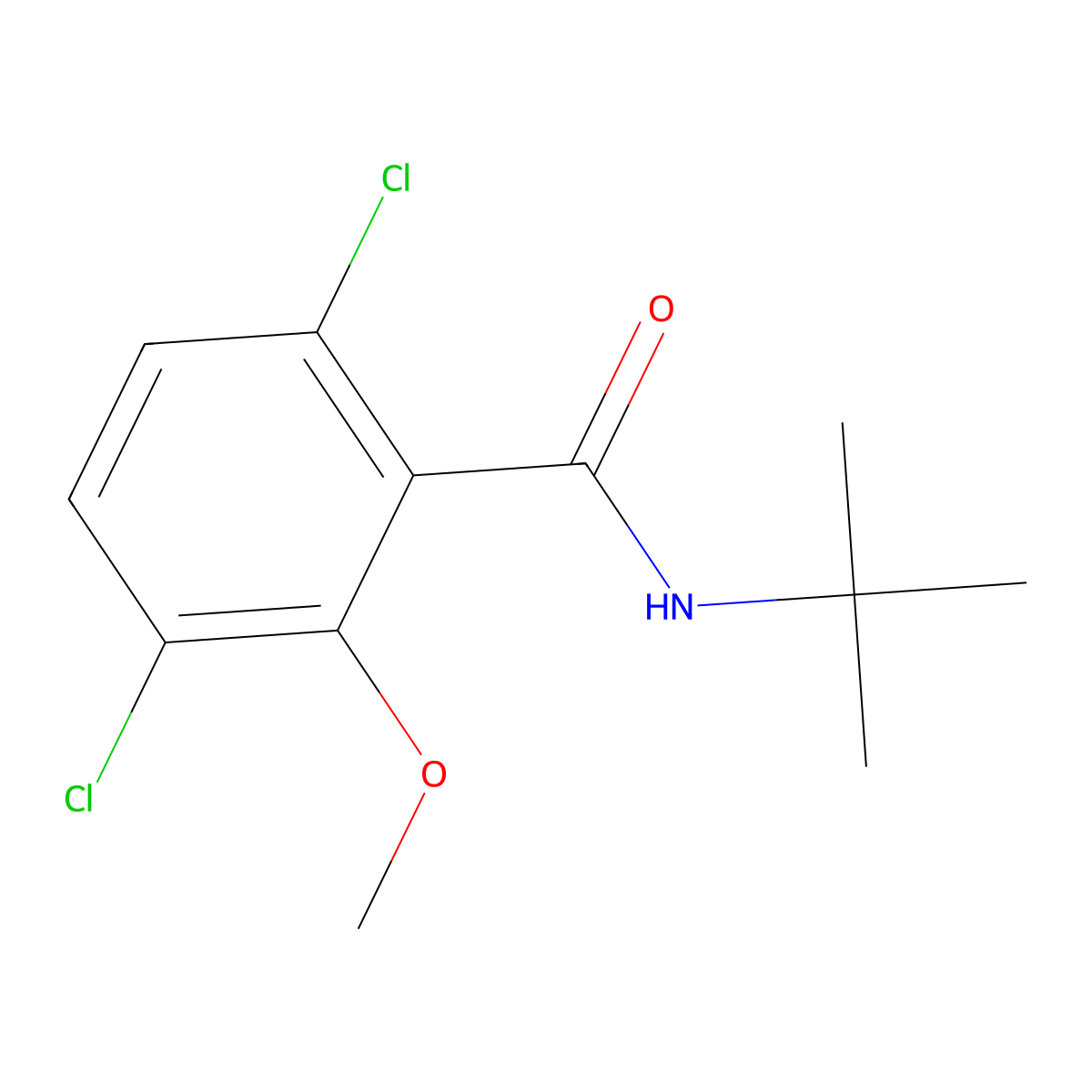 N-(tert-butyl)-3,6-dichloro-2-methoxybenzamide molecular structure, CAS 446845-26-7