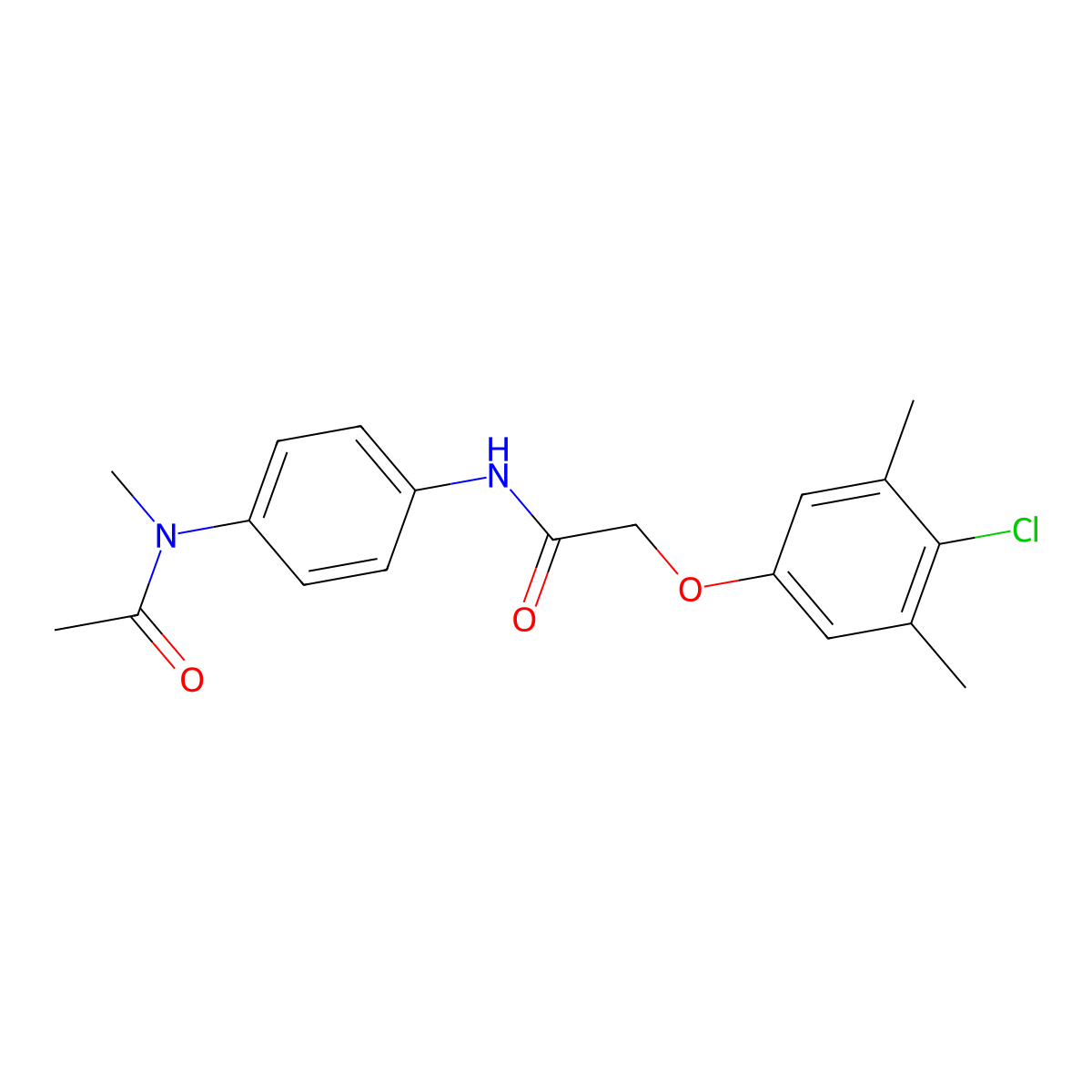 N-{4-[acetyl(methyl)amino]phenyl}-2-(4-chloro-3,5-dimethylphenoxy)acetamide molecular structure, CAS 446848-48-2