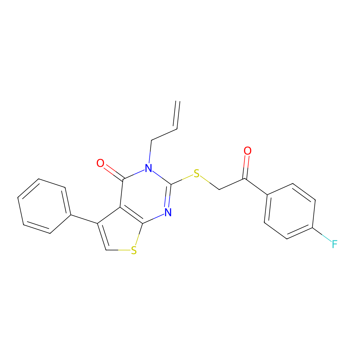 3-allyl-2-((2-(4-fluorophenyl)-2-oxoethyl)thio)-5-phenylthieno[2,3-d]pyrimidin-4(3H)-one molecular structure, CAS 446852-14-8