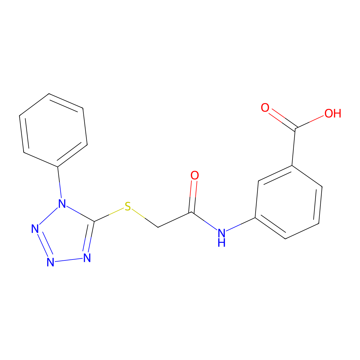 3-[[2-(1-phenyltetrazol-5-yl)sulfanylacetyl]amino]benzoic Acid molecular structure, CAS 446852-19-3
