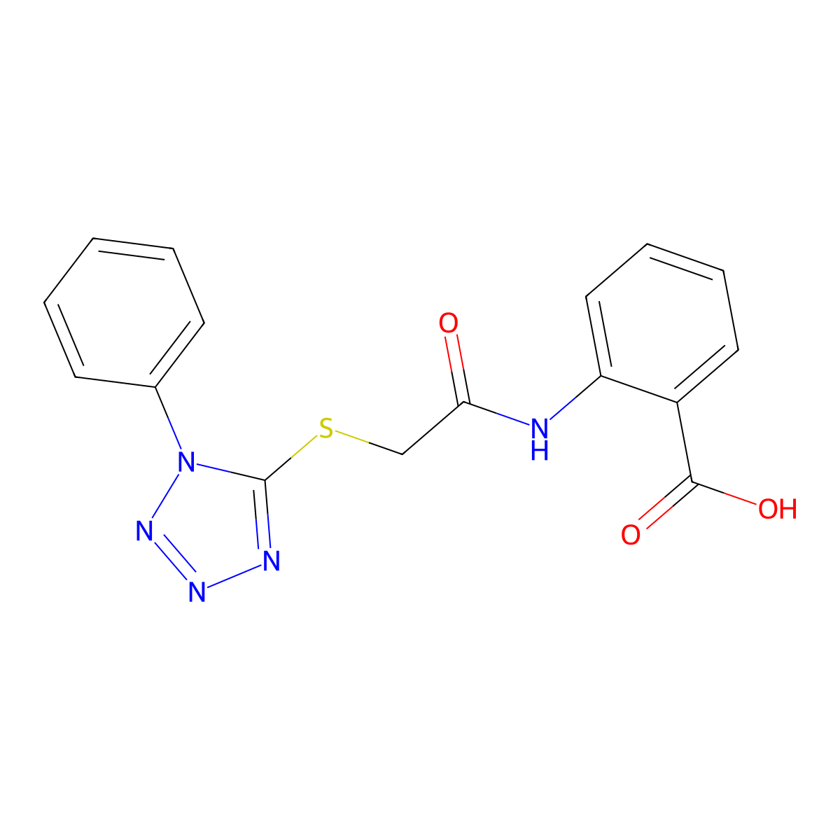 2-[[2-(1-phenyltetrazol-5-yl)sulfanylacetyl]amino]benzoic Acid molecular structure, CAS 446852-23-9
