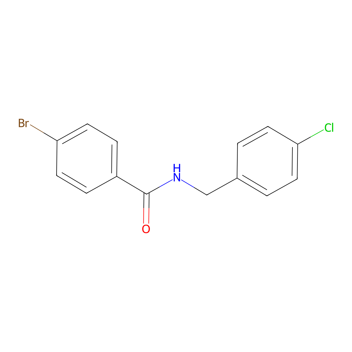 4-bromo-N-(4-chlorobenzyl)benzamide molecular structure, CAS 446855-39-6