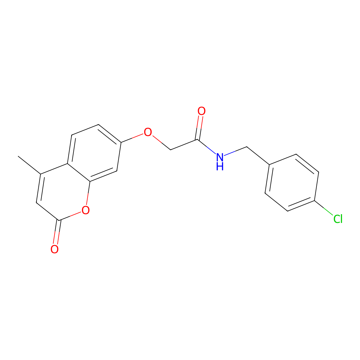 N-(4-chlorobenzyl)-2-((4-methyl-2-oxo-2H-chromen-7-yl)oxy)acetamide molecular structure, CAS 446855-46-5