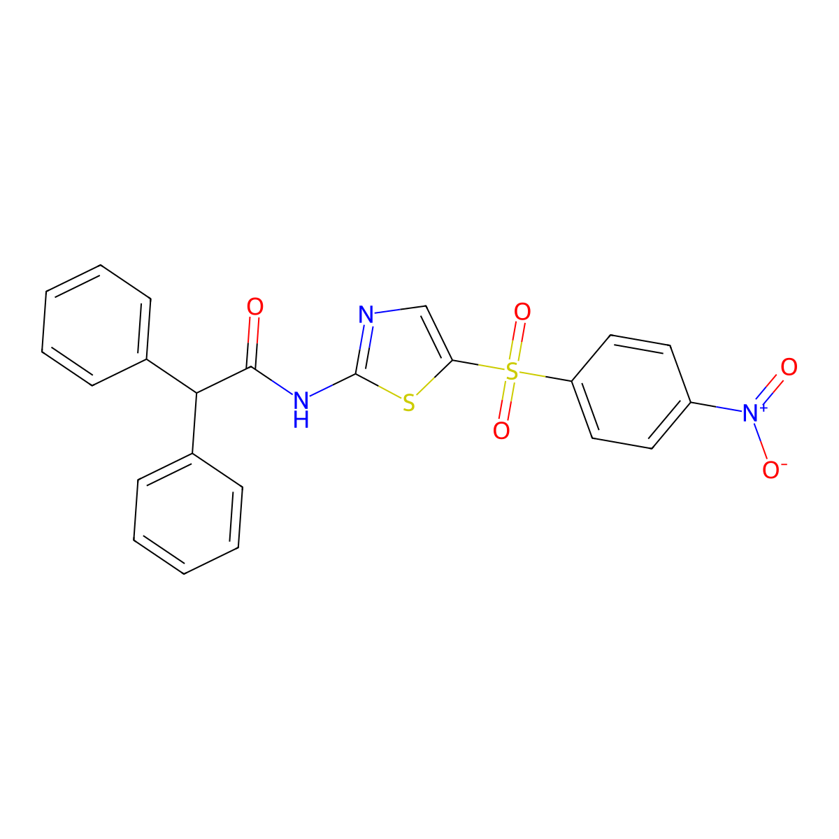 N-(5-((4-nitrophenyl)sulfonyl)thiazol-2-yl)-2,2-diphenylacetamide molecular structure, CAS 446858-29-3