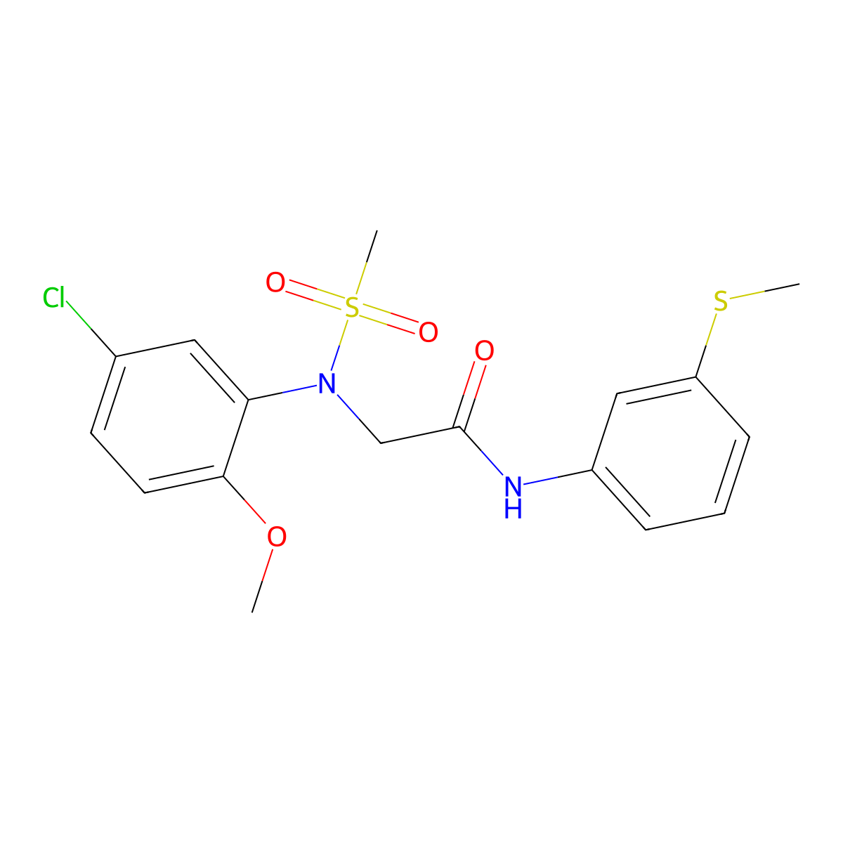 2-(5-chloro-2-methoxy-N-methylsulfonylanilino)-N-(3-methylsulfanylphenyl)acetamide molecular structure, CAS 446867-52-3