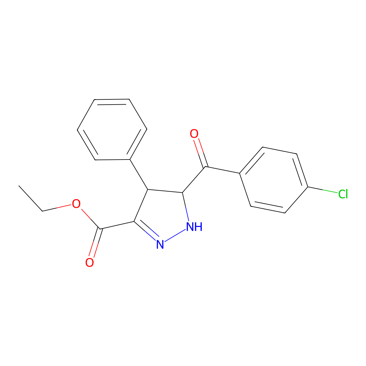 ethyl 5-(4-chlorobenzoyl)-4-phenyl-4,5-dihydro-1H-pyrazole-3-carboxylate molecular structure, CAS 446868-20-8