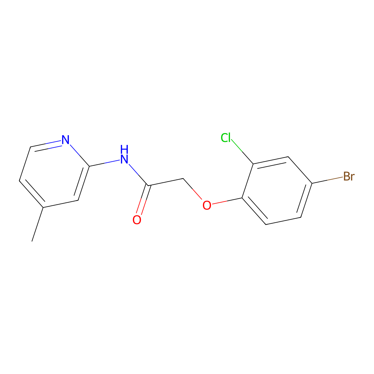 2-(4-bromo-2-chlorophenoxy)-N-(4-methylpyridin-2-yl)acetamide molecular structure, CAS 446868-90-2