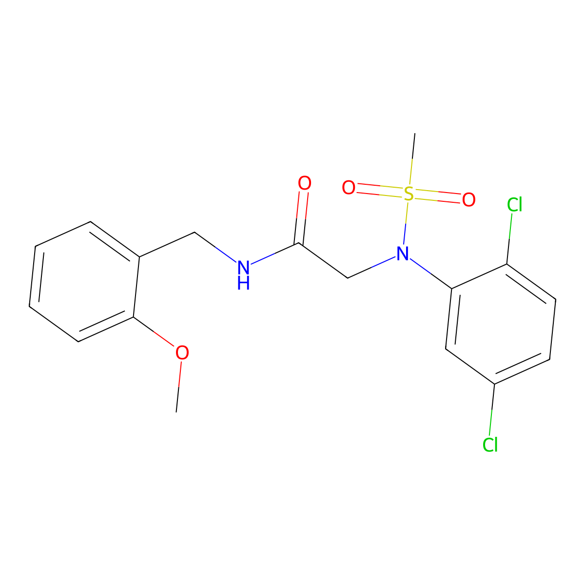 2-(2,5-dichloro-N-methylsulfonylanilino)-N-[(2-methoxyphenyl)methyl]acetamide molecular structure, CAS 446869-24-5