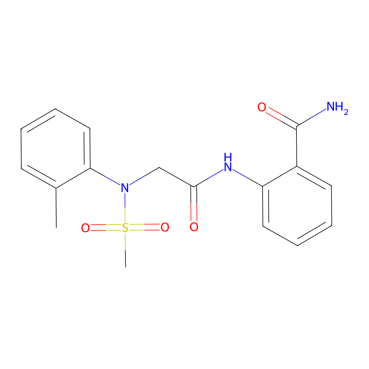 2-{[N-(2-methylphenyl)-N-(methylsulfonyl)glycyl]amino}benzamide molecular structure, CAS 446869-40-5