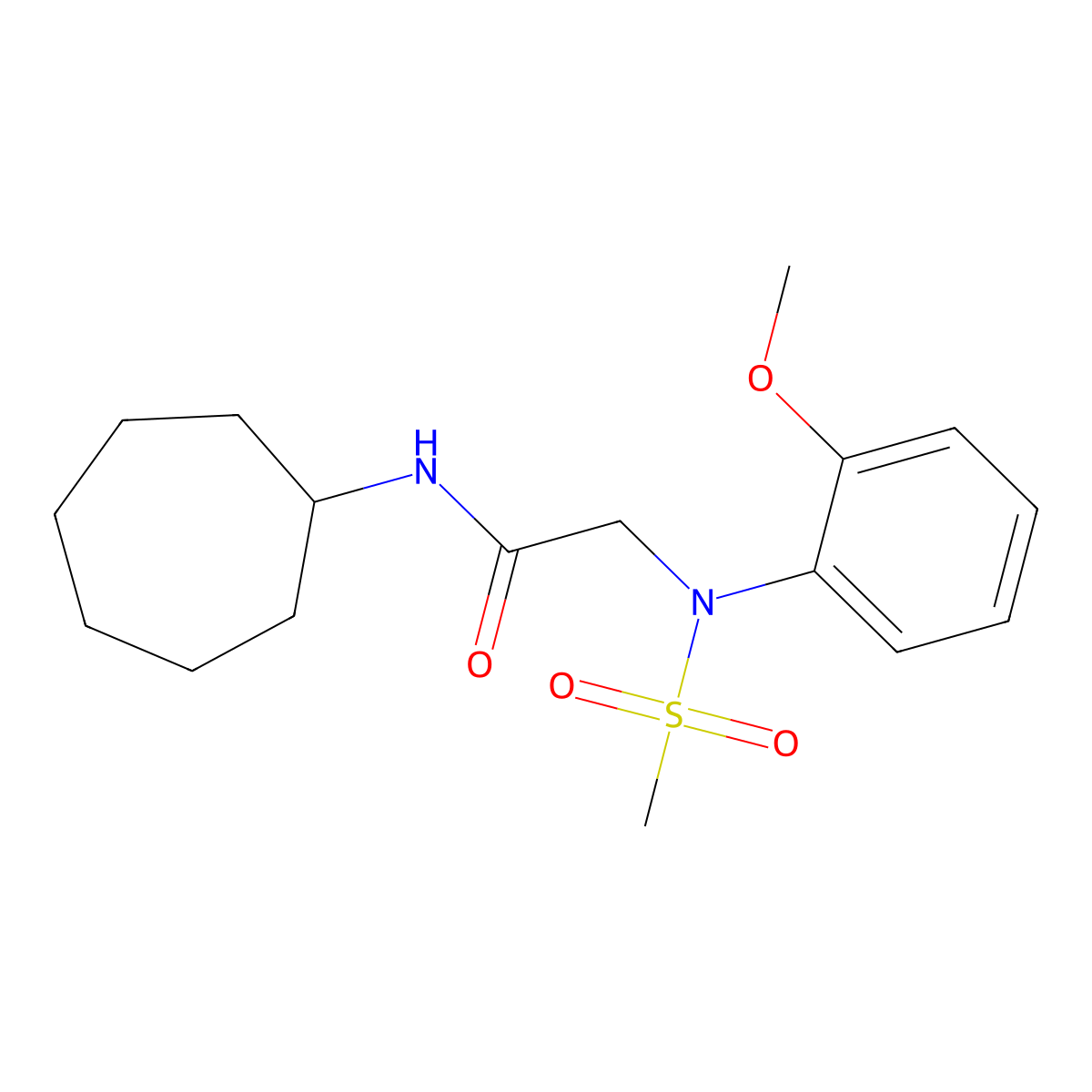 N-cycloheptyl-2-(2-methoxy-N-methylsulfonylanilino)acetamide molecular structure, CAS 446870-32-2