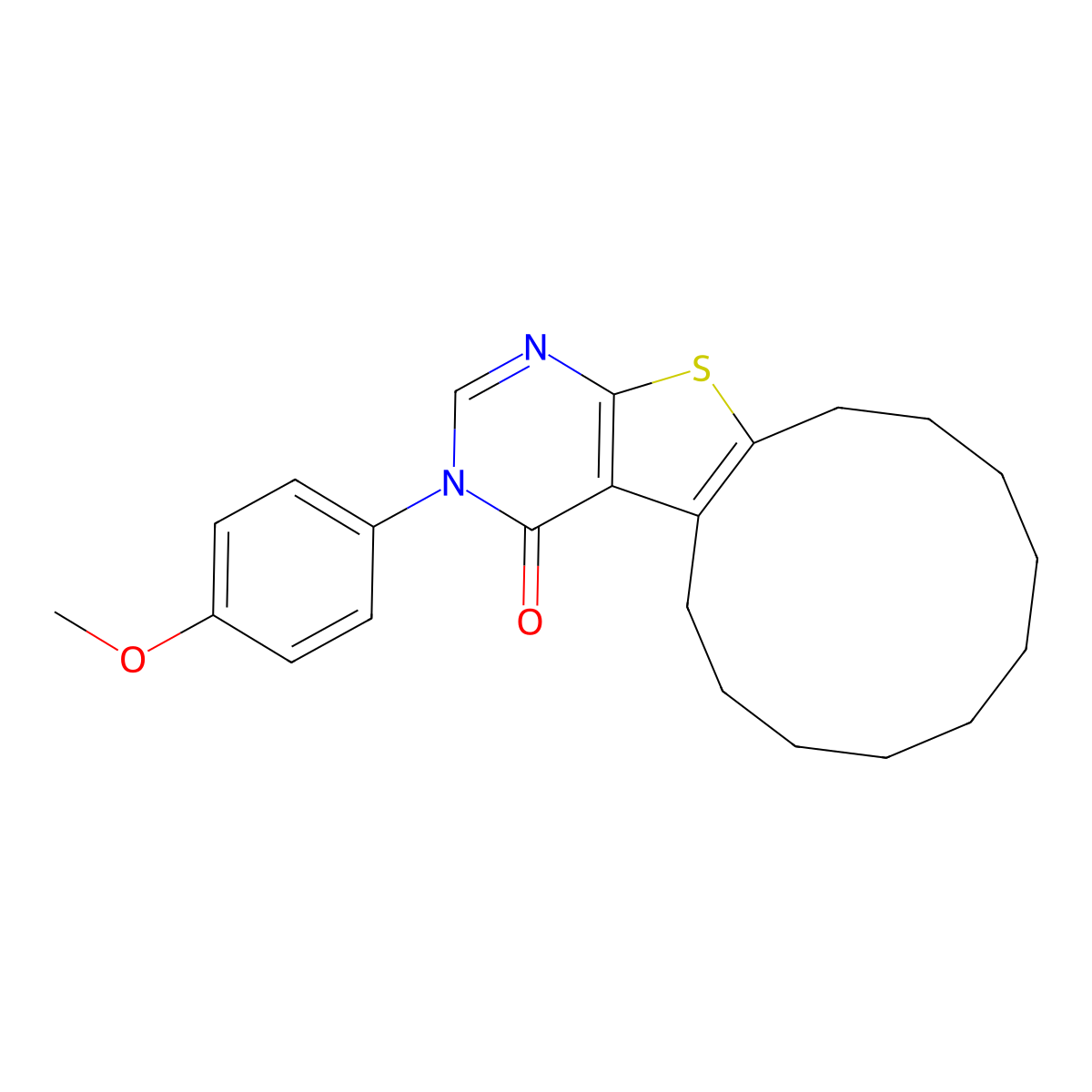3-(4-methoxyphenyl)-5,6,7,8,9,10,11,12,13,14-decahydrocyclododeca[4,5]thieno[2,3-d]pyrimidin-4(3H)-one molecular structure, CAS 446871-73-4