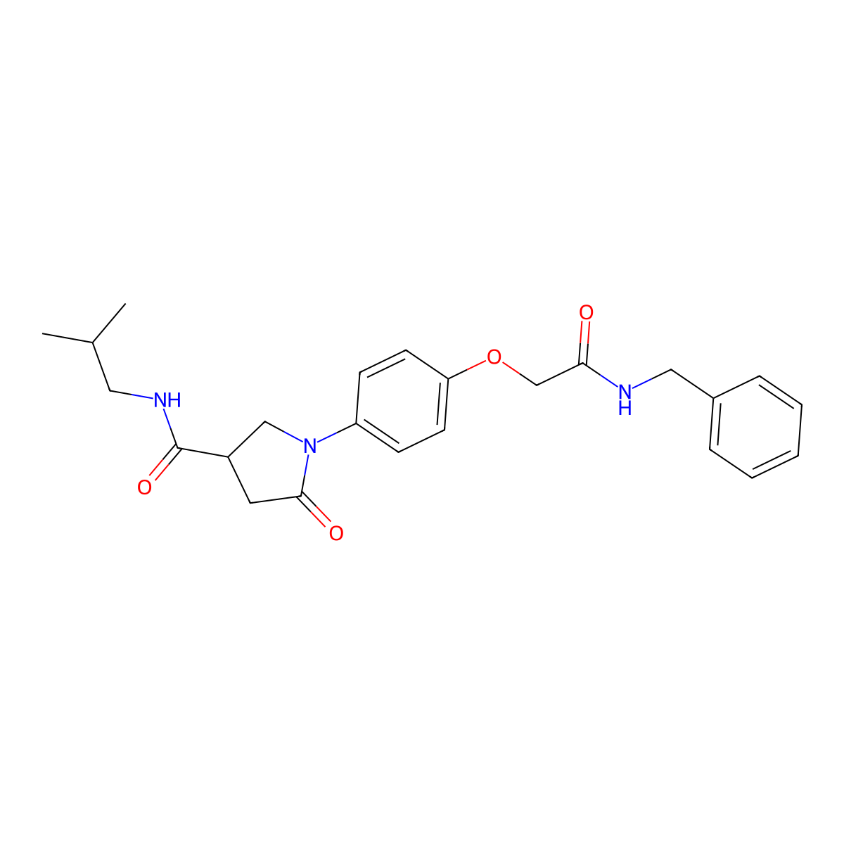 1-[4-[2-(benzylamino)-2-oxoethoxy]phenyl]-N-(2-methylpropyl)-5-oxopyrrolidine-3-carboxamide molecular structure, CAS 446871-88-1