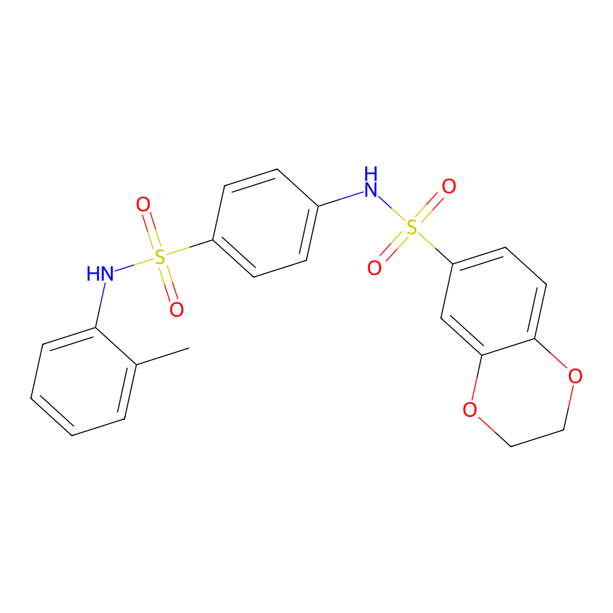 N-[4-[(2-methylphenyl)sulfamoyl]phenyl]-2,3-dihydro-1,4-benzodioxine-6-sulfonamide molecular structure, CAS 446871-92-7