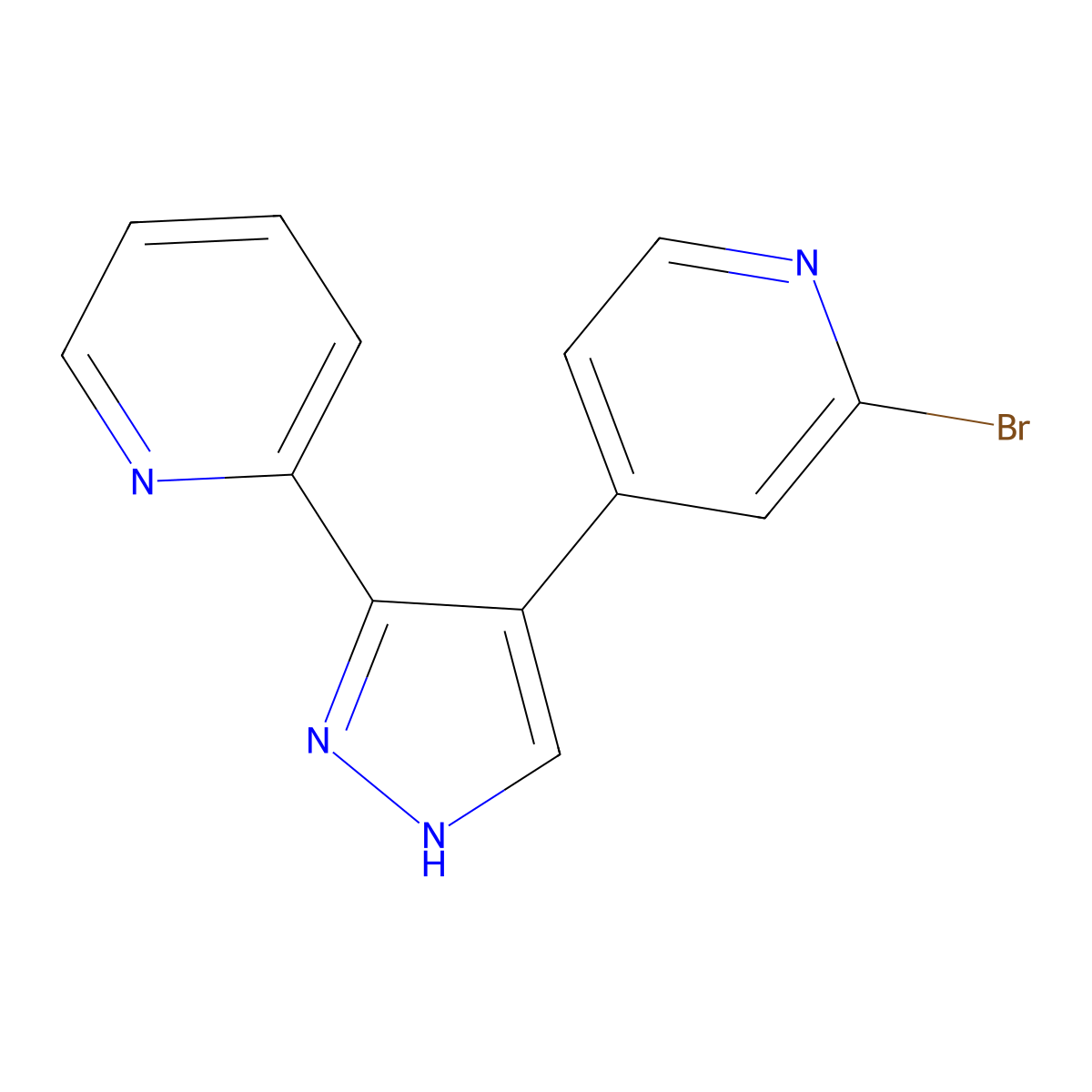 2-Bromo-4-(3-(pyridin-2-yl)-1H-pyrazol-4-yl)pyridine molecular structure, CAS 446880-81-5