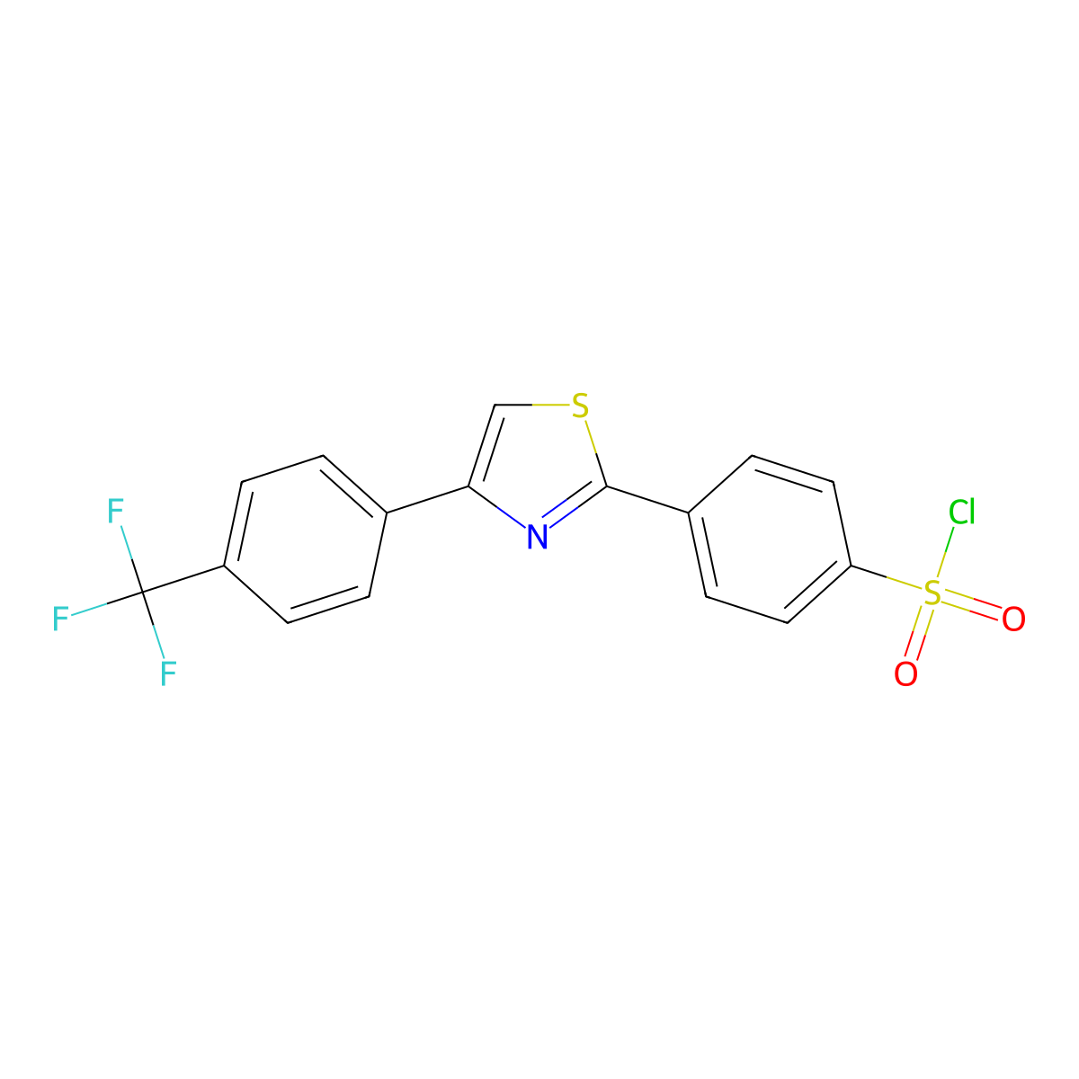4-(4-(4-(Trifluoromethyl)phenyl)thiazol-2-yl)benzene-1-sulfonyl chloride molecular structure, CAS 446883-84-7