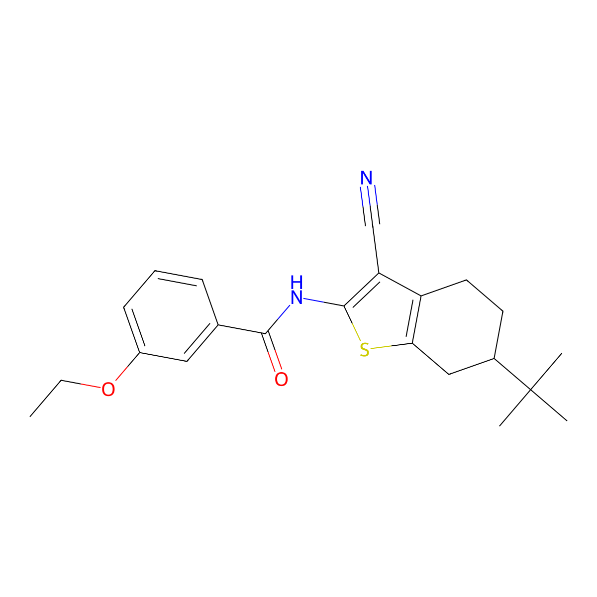 N-(6-tert-butyl-3-cyano-4,5,6,7-tetrahydro-1-benzothiophen-2-yl)-3-ethoxybenzamide molecular structure, CAS 4470-98-8