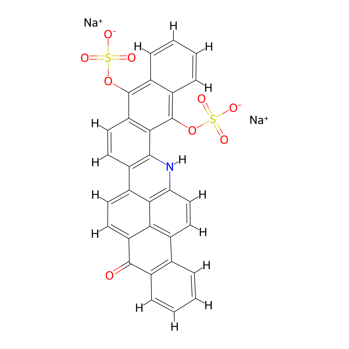10,15-dihydroxyanthra(2,1,9-mna)naphth(2,3-h)acridin-5(16H)-one disodium bis(sulphate) molecular structure, CAS 4471-37-8