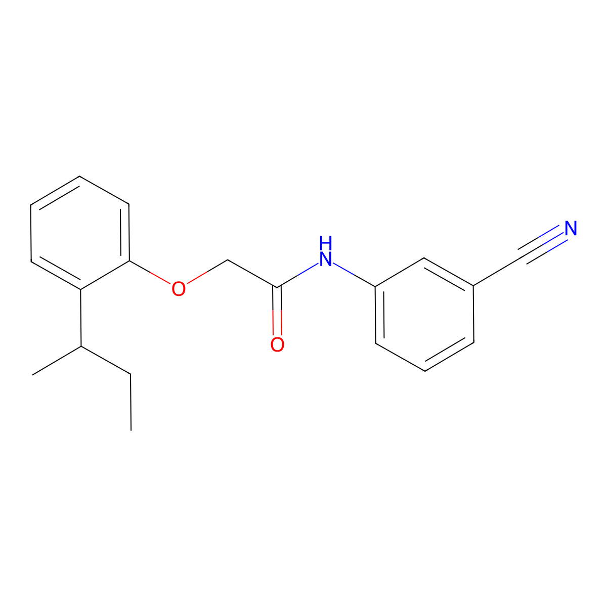 2-(2-butan-2-ylphenoxy)-N-(3-cyanophenyl)acetamide molecular structure, CAS 4472-62-2