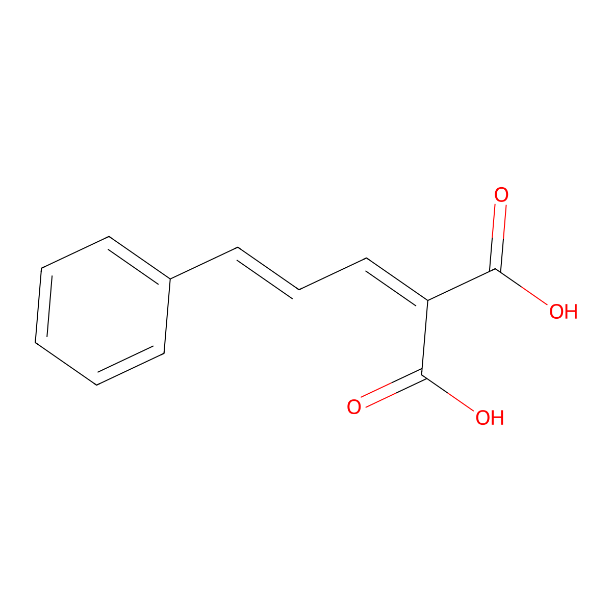 Cinnamylidenemalonic acid molecular structure, CAS 4472-92-8