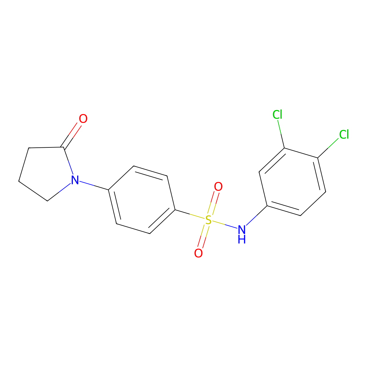 N-(3,4-Dichloro-phenyl)-4-(2-oxo-pyrrolidin-1-yl)-benzenesulfonamide molecular structure, CAS 447409-19-0